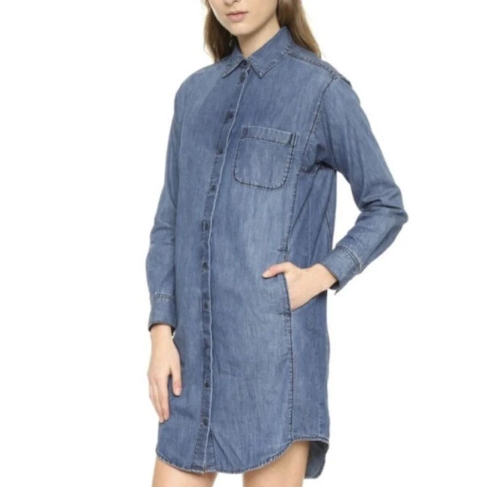 Madewell Dress Womens Long Sleeve Chambray Button Up Sheath